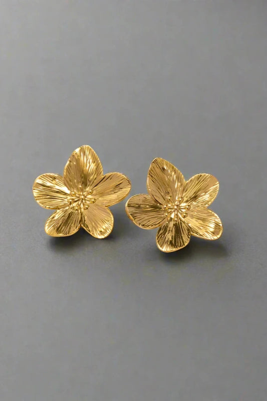 Gold Orchid Earrings