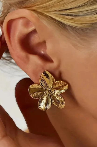 Gold Orchid Earrings